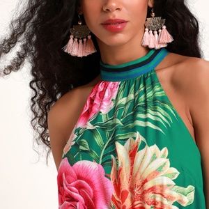 Lulus tropical print Maxi halter dress
